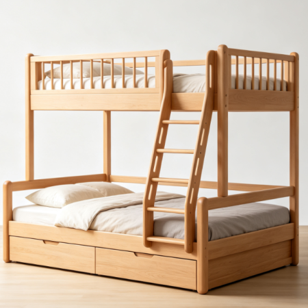 Kids Bunk Bed with Guardrail